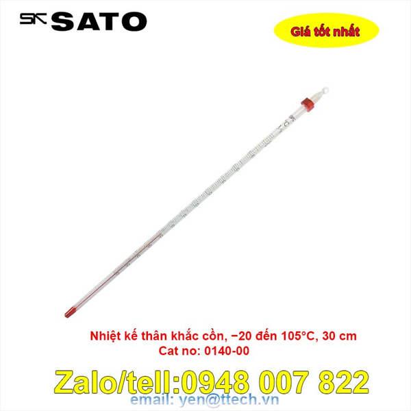 Nhiệt kế thủy ngân Sato −20 đến 105°C, 30 cm (Cat no:0140-00)